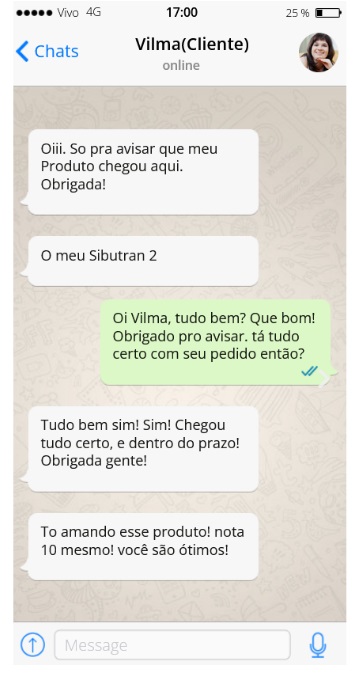 Sibutran 2 funciona -relato de clientes - print de conversa no WhatsApp