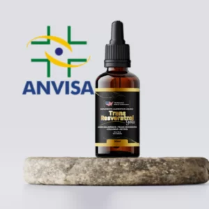 Trans Resveratrol Anvisa - imagem do produto ao lado do símbolo da Anvisa.